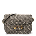 X BALENCIAGA GG Supreme Monogram Logo Print Horsebit 1955 Shoulder Bag Beige Ebony