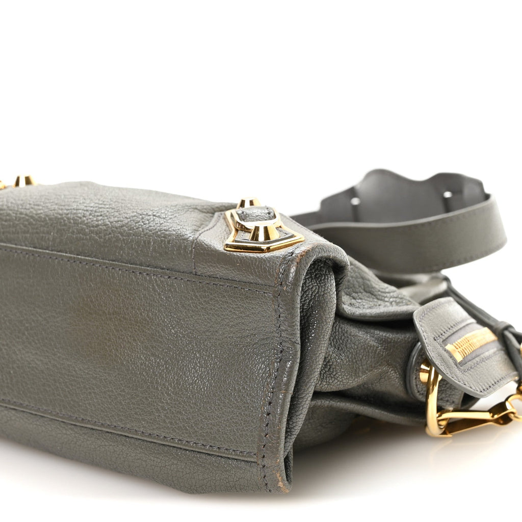 Chevre Gold Metallic Edge Hardware Mini City Gris Acier