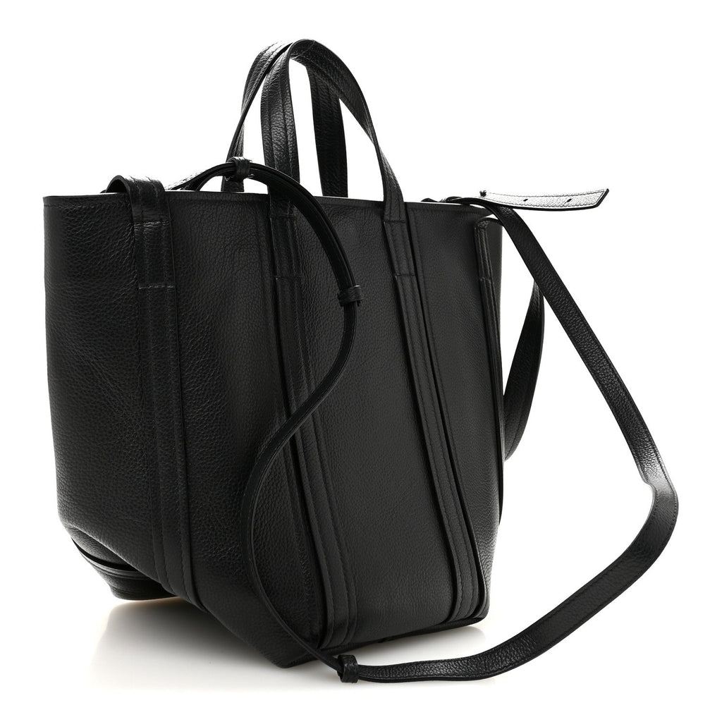 Grained Calfskin Small Everyday North South Shoulder Tote Bag Black