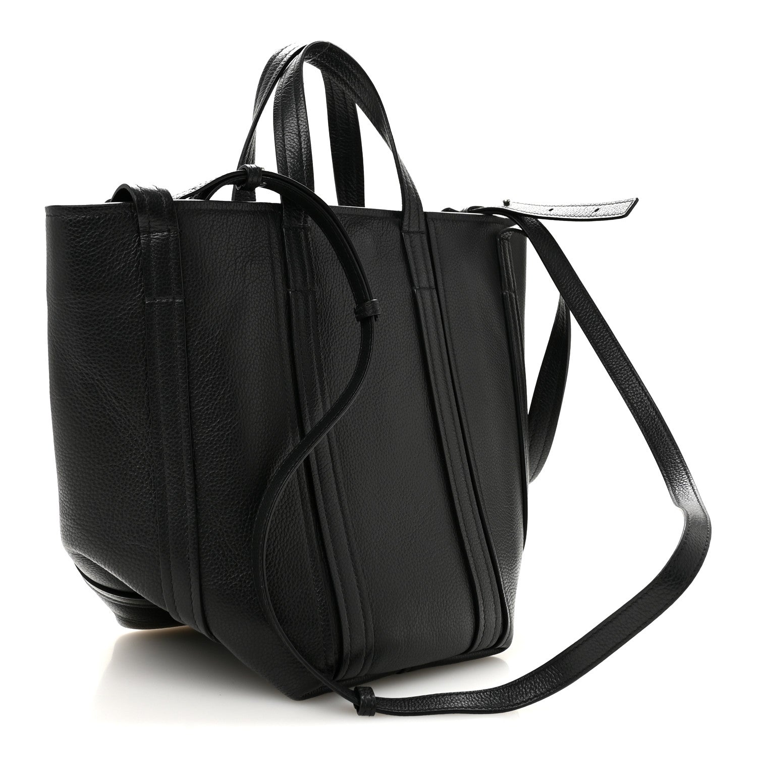 Grained Calfskin Small Everyday North South Shoulder Tote Bag Black