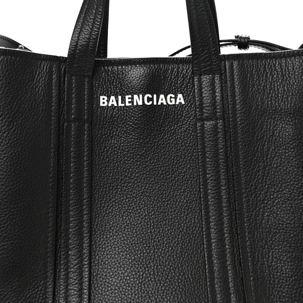 Grained Calfskin Small Everyday North South Shoulder Tote Bag Black