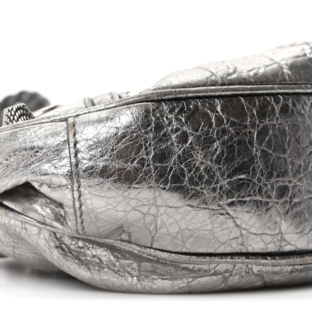Metallic Agneau Arena Le Cagole Shoulder Bag XS Silver