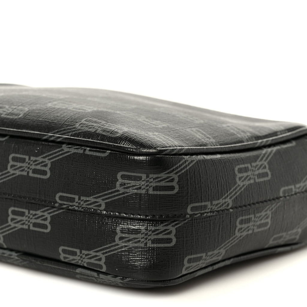 Coated Canvas BB Monogram Medium Signature Camera Bag Black Grey