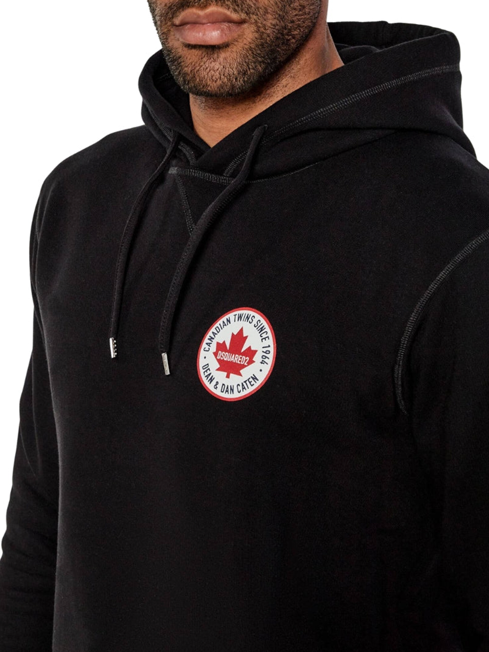 Dsquared2 Maple Leaf Patch Logo Cool Fit Black Hoodie