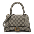 X GUCCI GG Supreme Monogram Small Hourglass Top Handle Bag Beige Ebony