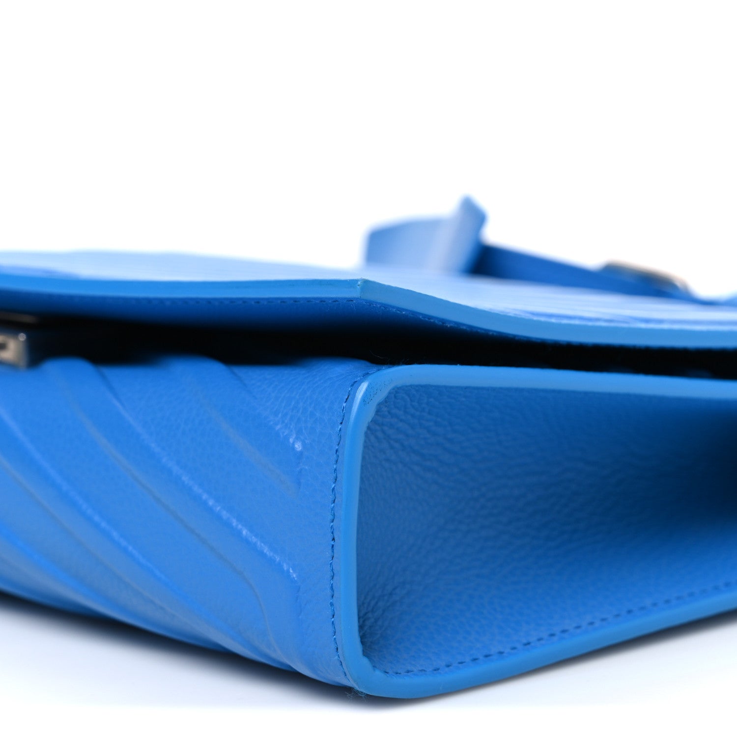 Grained Calfskin Embossed Car Flap Bag Petroleum Blue