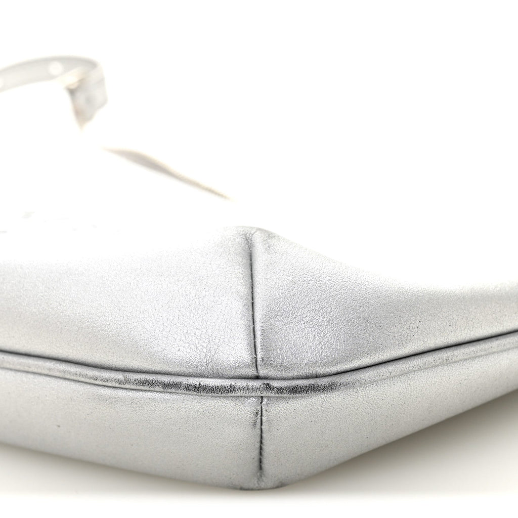 Metallic Calfskin Mary Kate Shoulder Bag Silver