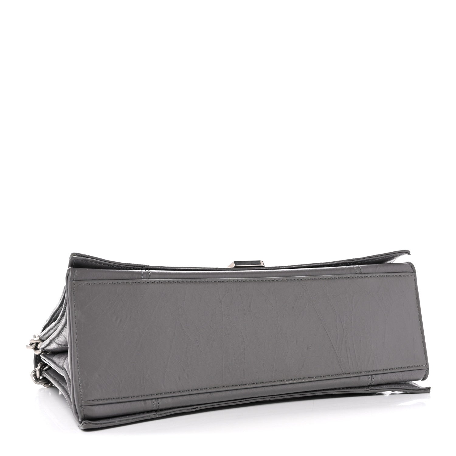 Crushed Calfskin Quilted Medium Crush Chain Bag Dark Grey