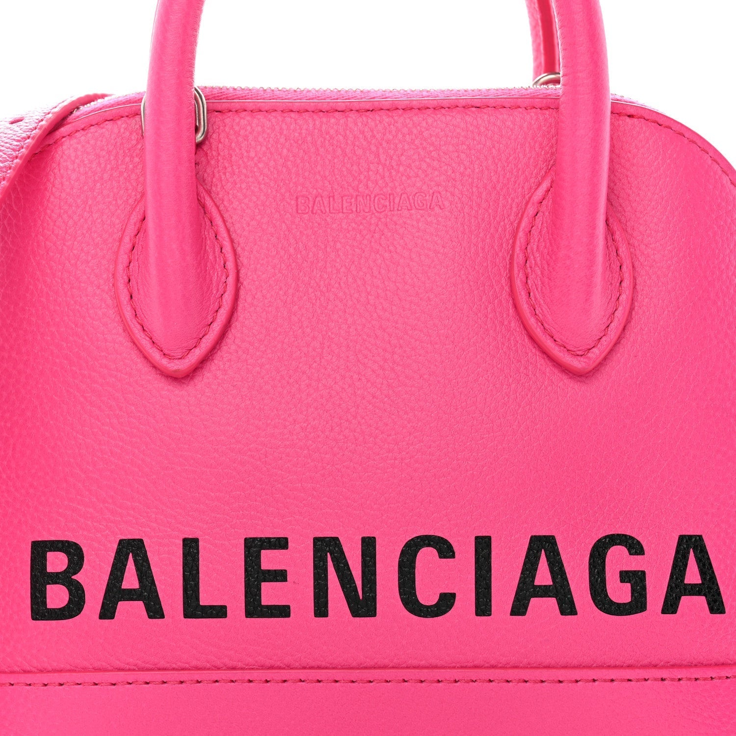 Signature Grained Calfskin Logo XXS Ville Top Handle Bag Fuchsia
