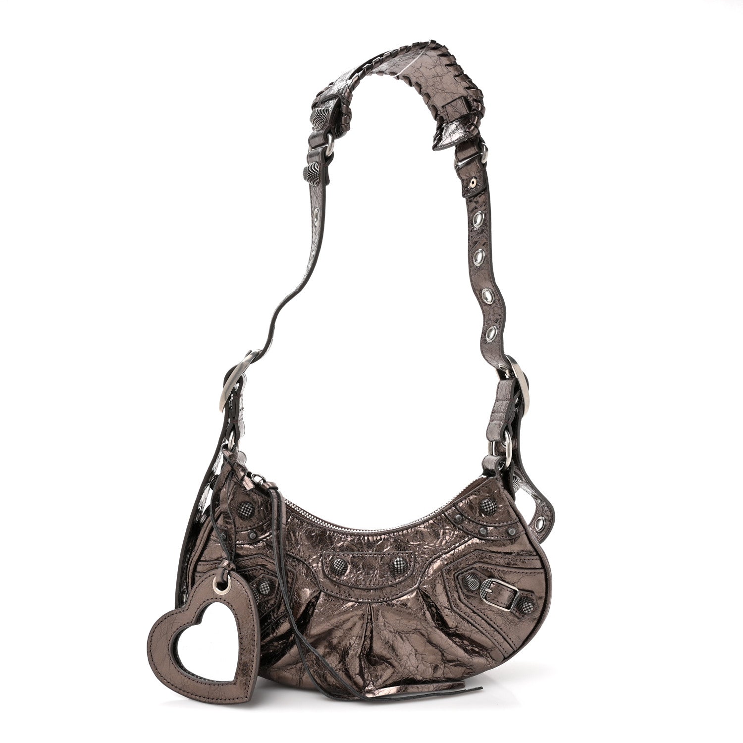 Metallic Agneau Arena Le Cagole Shoulder Bag XS Dark Bronze