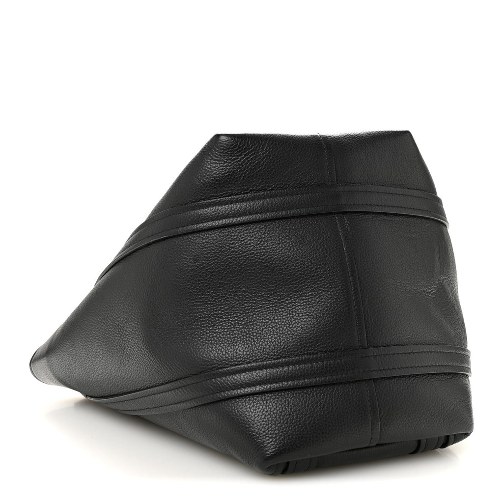 Grained Calfskin Small Everyday North South Shoulder Tote Bag Black