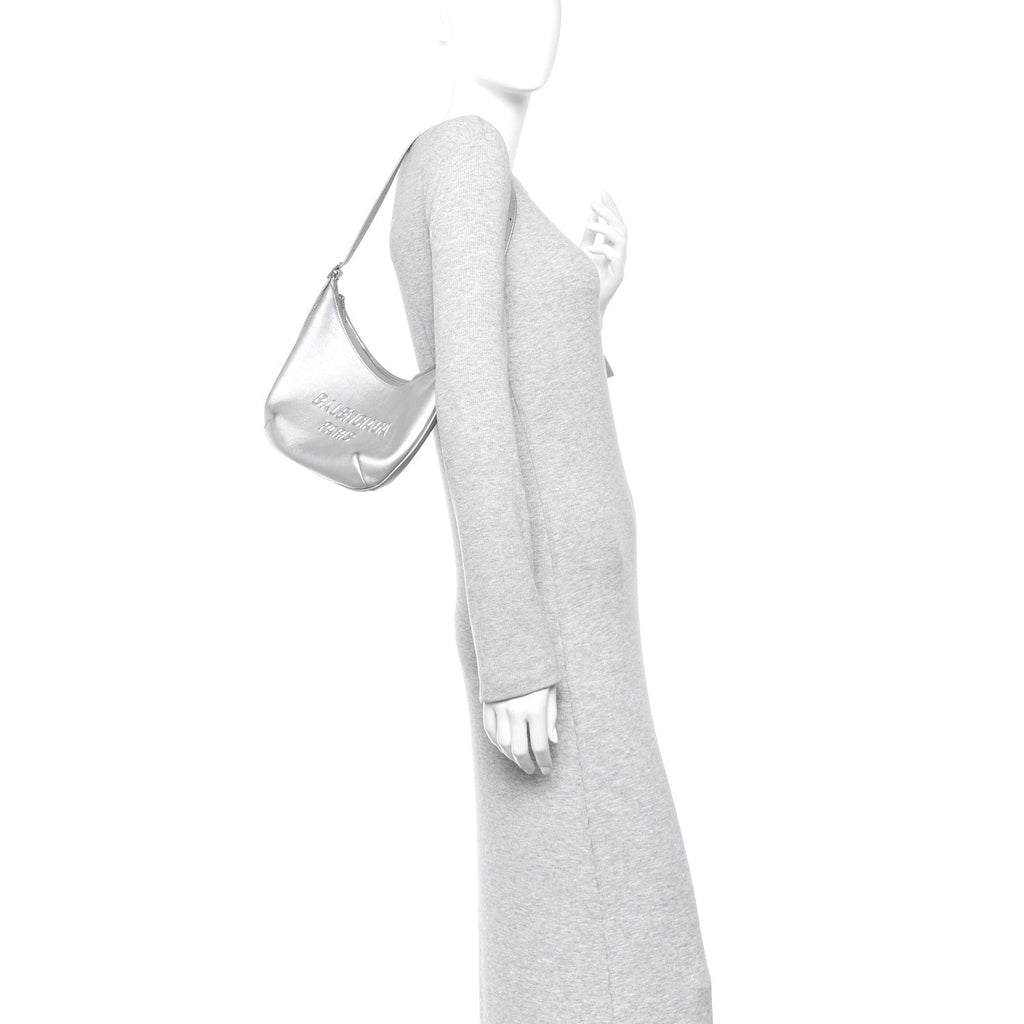 Metallic Calfskin Mary Kate Shoulder Bag Silver
