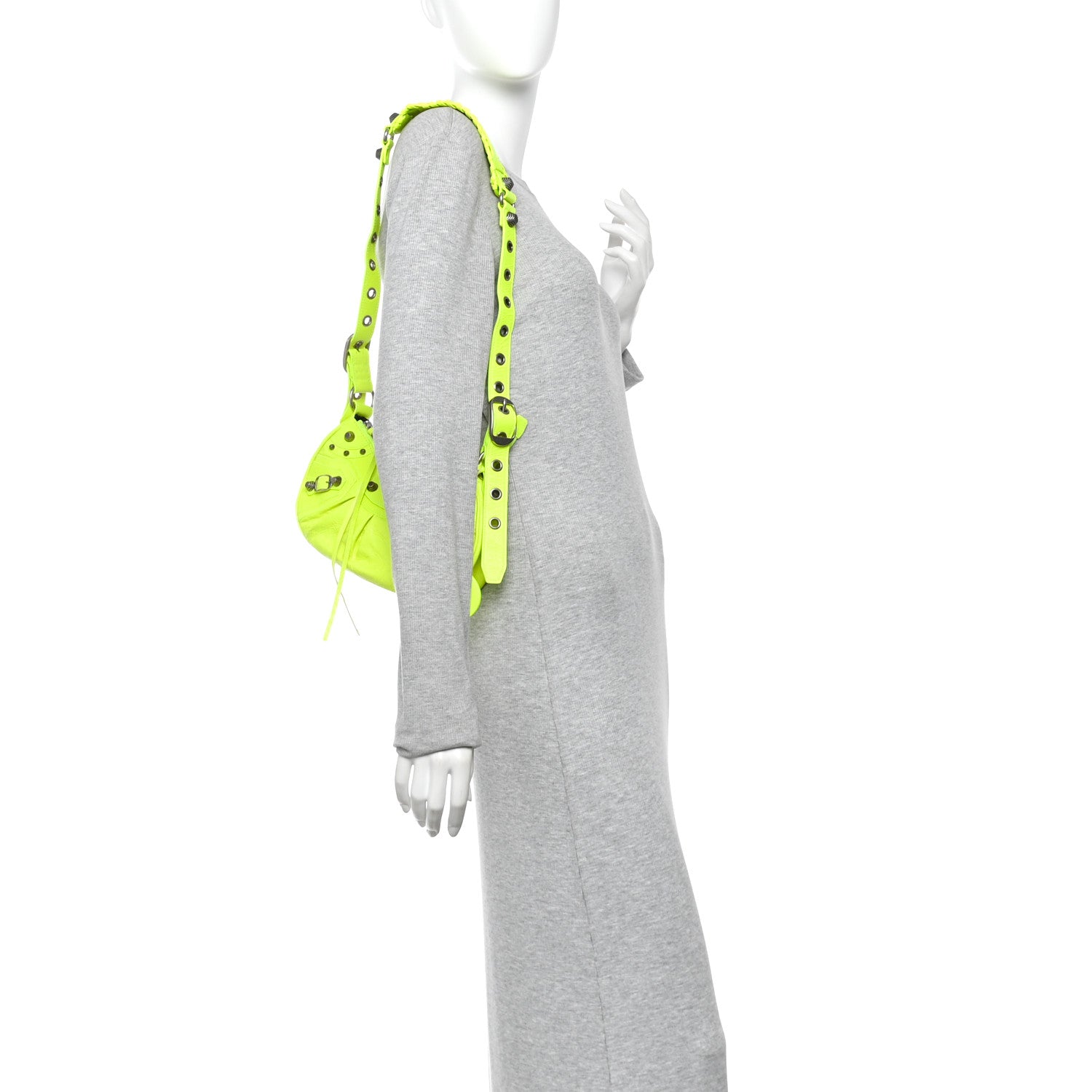 Agneau Arena Le Cagole Shoulder Bag XS Fluo Yellow