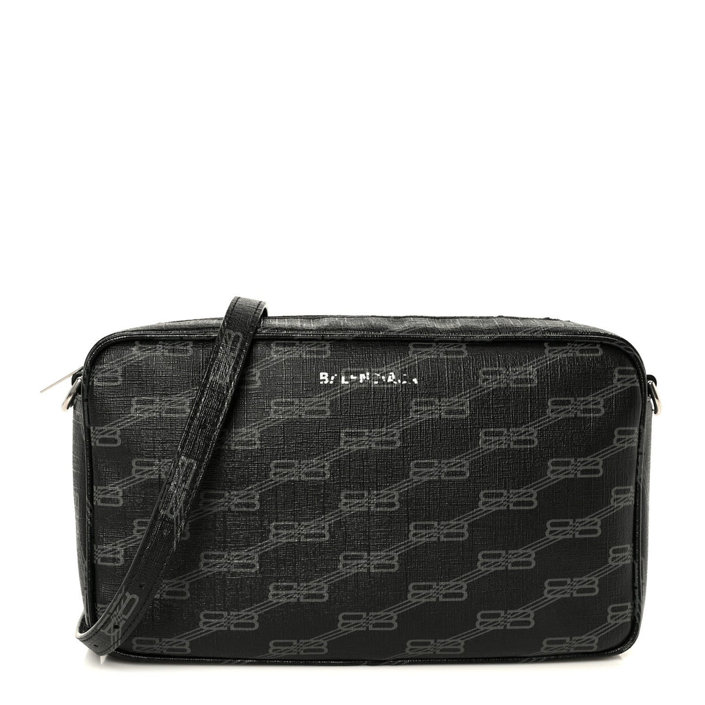 Coated Canvas BB Monogram Medium Signature Camera Bag Black Grey