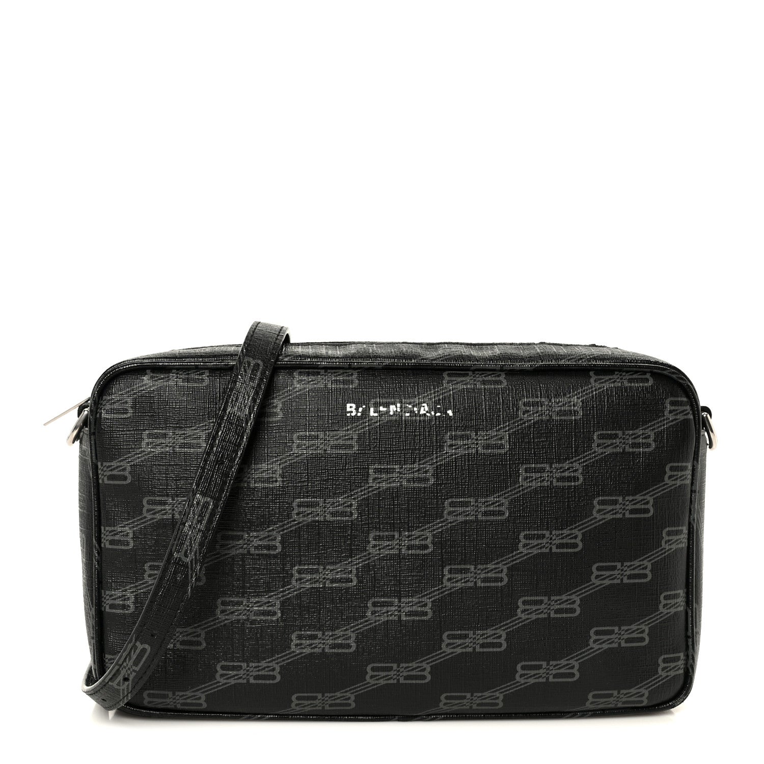 Coated Canvas BB Monogram Medium Signature Camera Bag Black Grey