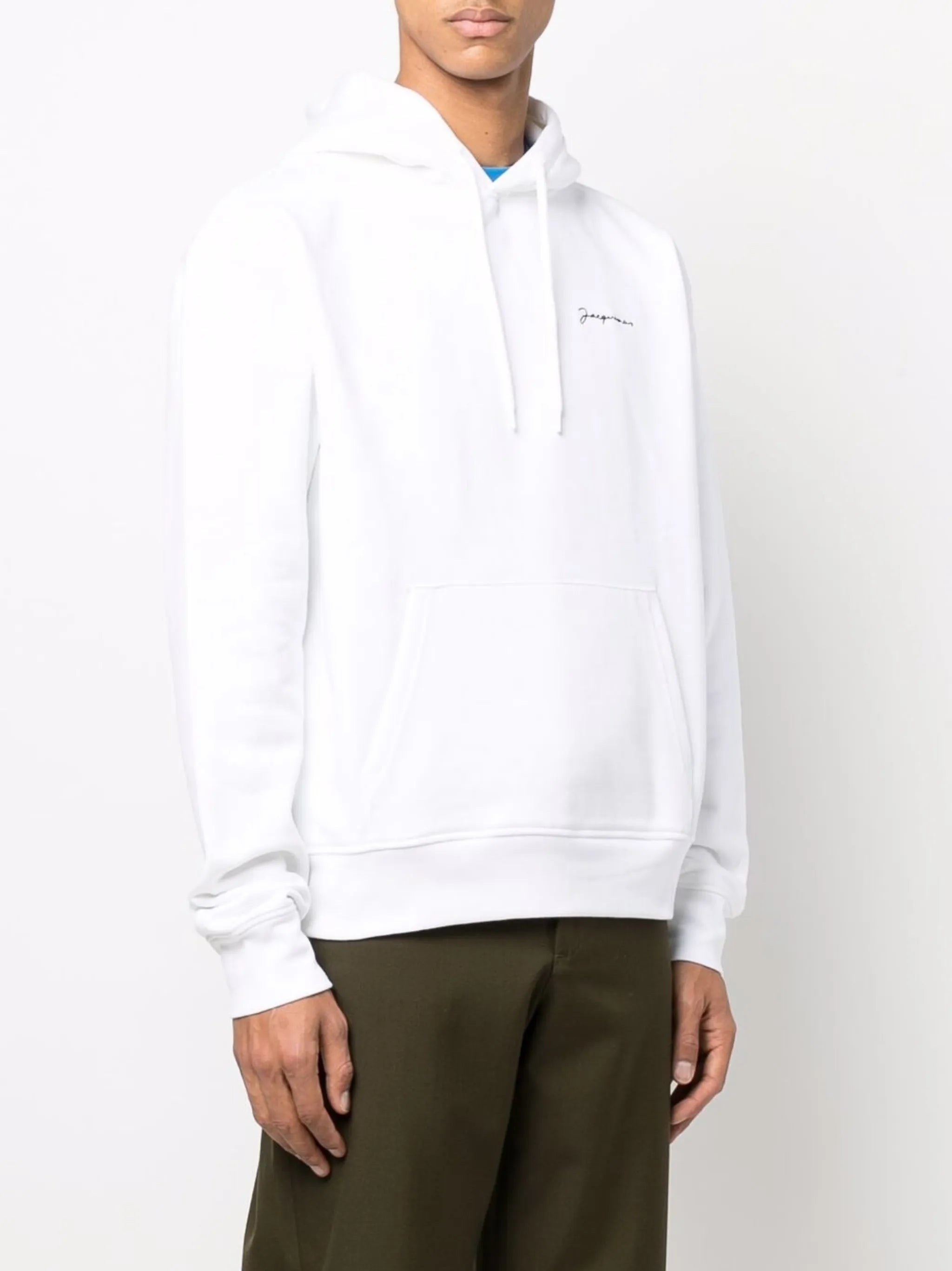 Jacquemus Signature Embroidered Logo Hoodie in White