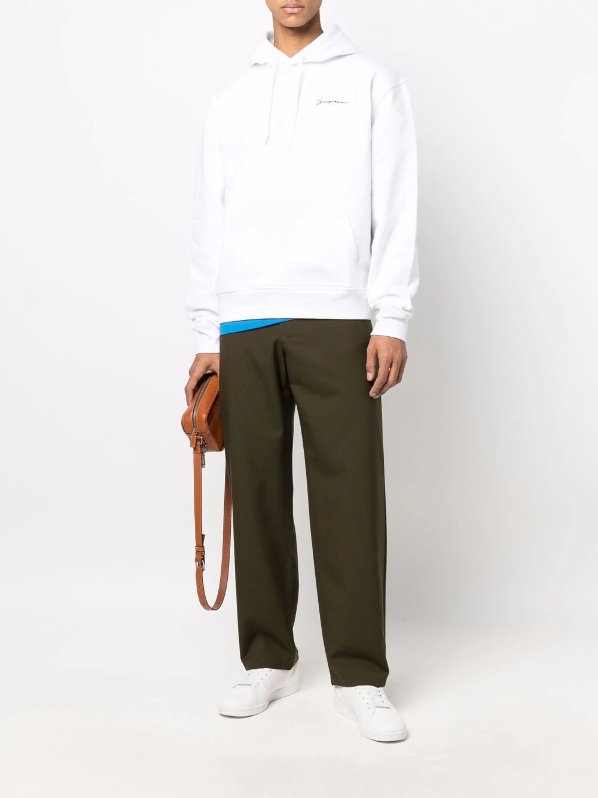 Jacquemus Signature Embroidered Logo Hoodie in White