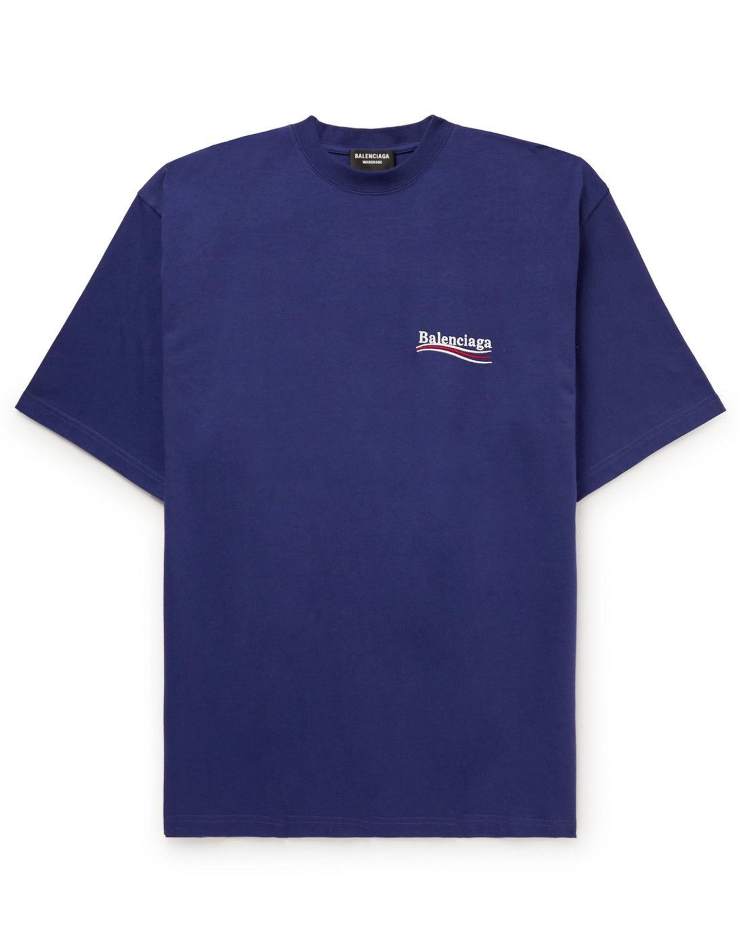Balenciaga Political Campaign Embroidered Logo T-Shirt in Blue