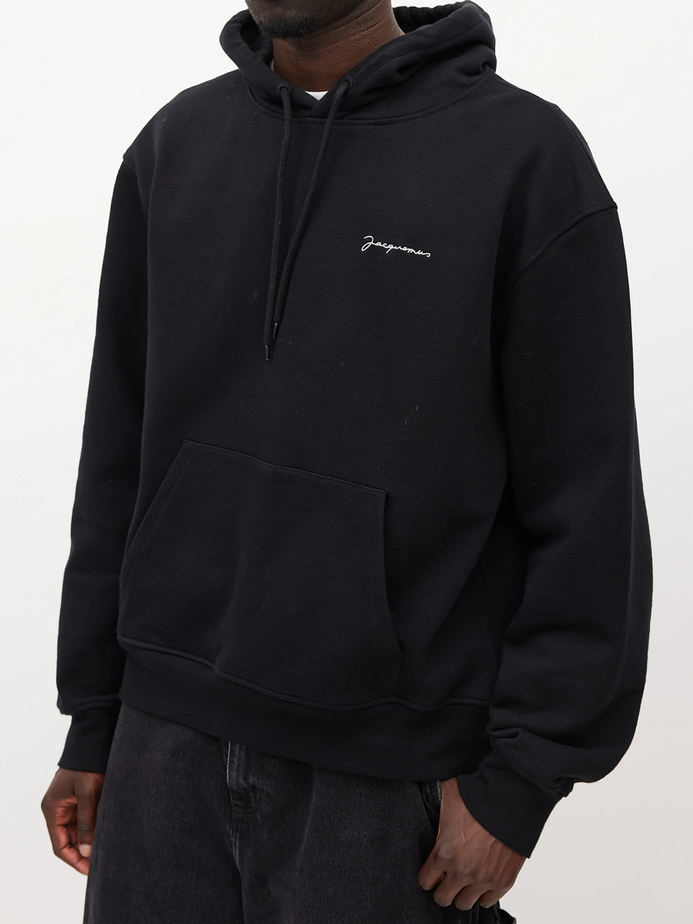 Jacquemus Signature Embroidered Logo Hoodie in Black
