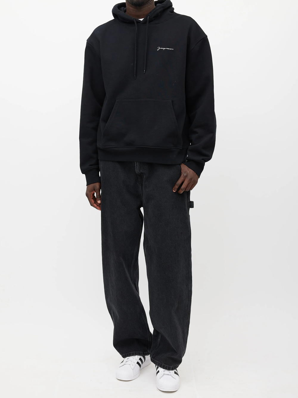 Jacquemus Signature Embroidered Logo Hoodie in Black