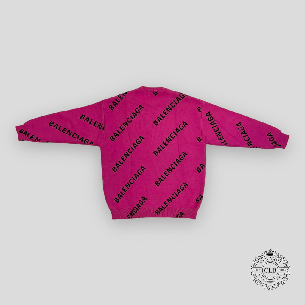 Balenciaga Insignia Oversized Intarsia All Over Logo in Pink/Black