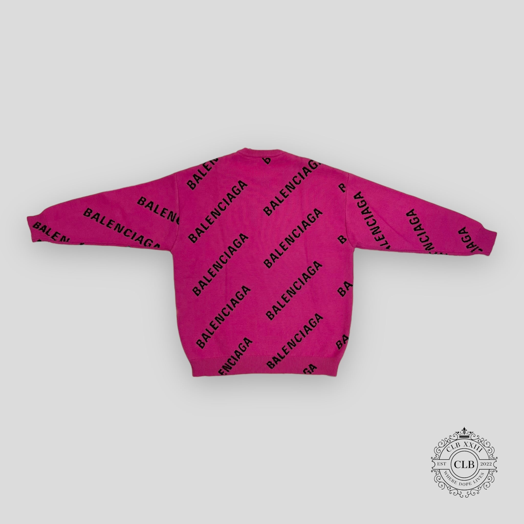 Balenciaga Insignia Oversized Intarsia All Over Logo in Pink/Black