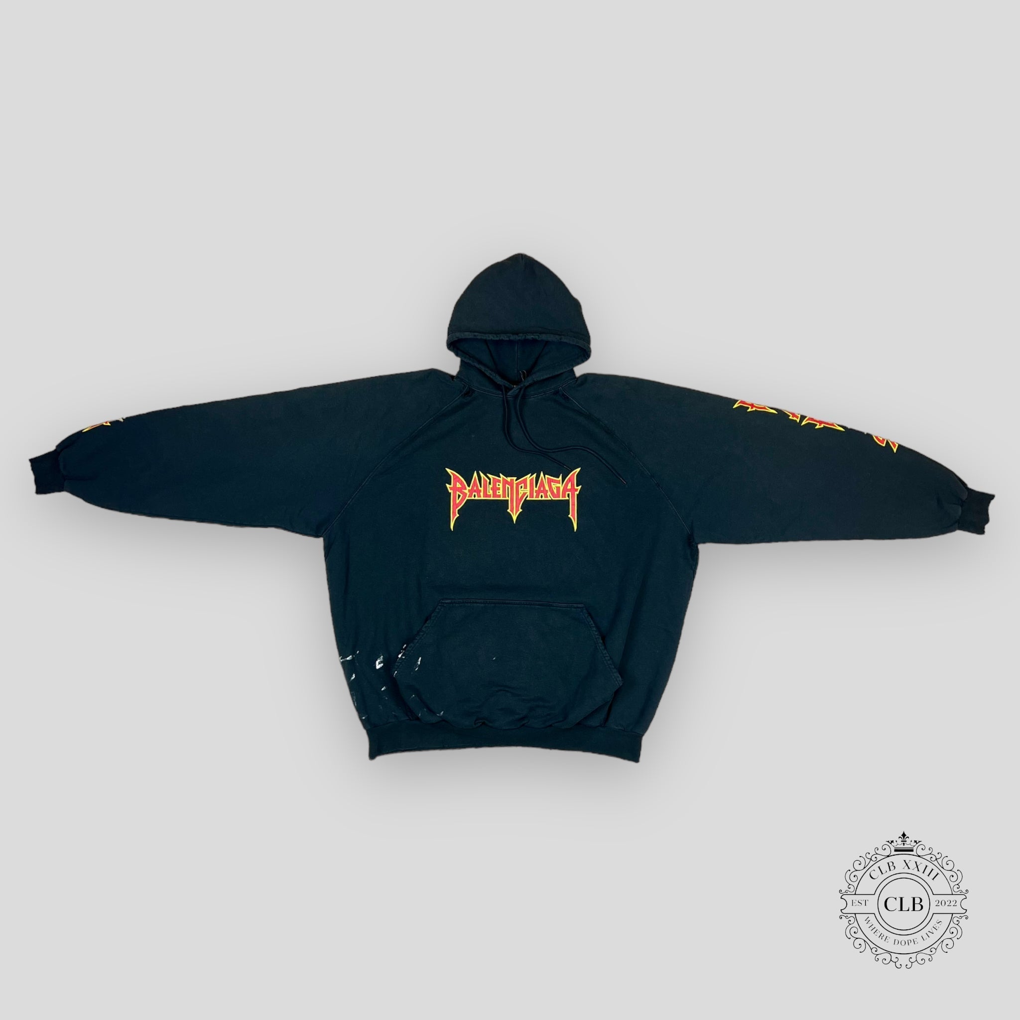 BALENCIAGA METAL OVERSIZED CINCHED HOODIE- BLACK