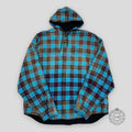 BALENCIAGA BLEACHED PLAID HOODED FLANNEL - BLUE Men Shirt