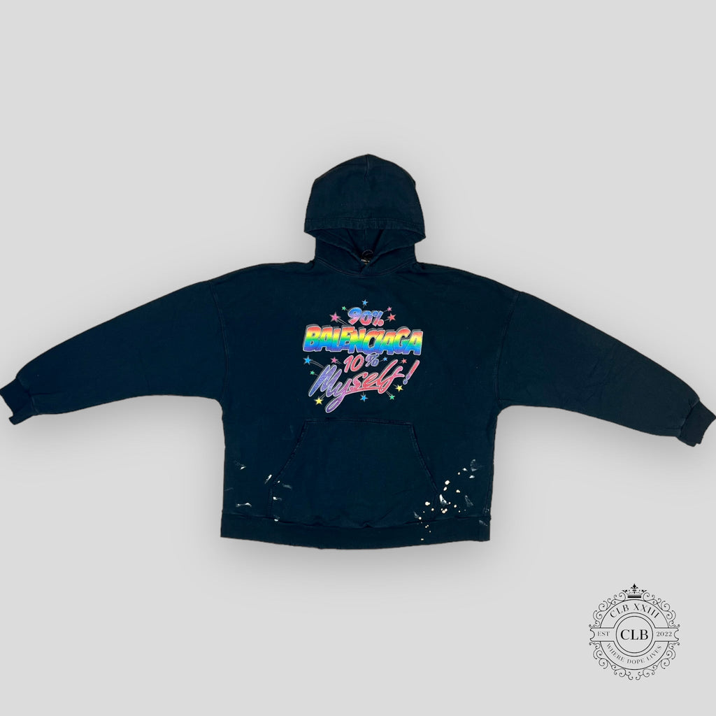 BALENCIAGA RAINBOW OVERSIZED HOODIE- BLACK