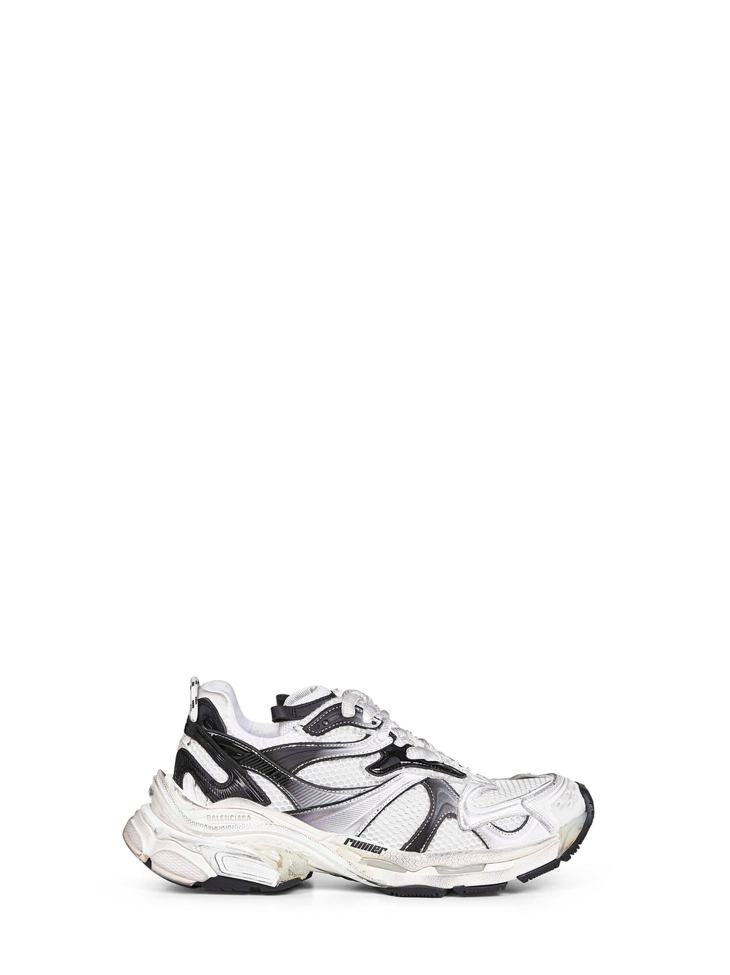 Balenciaga Men White And Black Mesh And Nylon Runner Sneakers