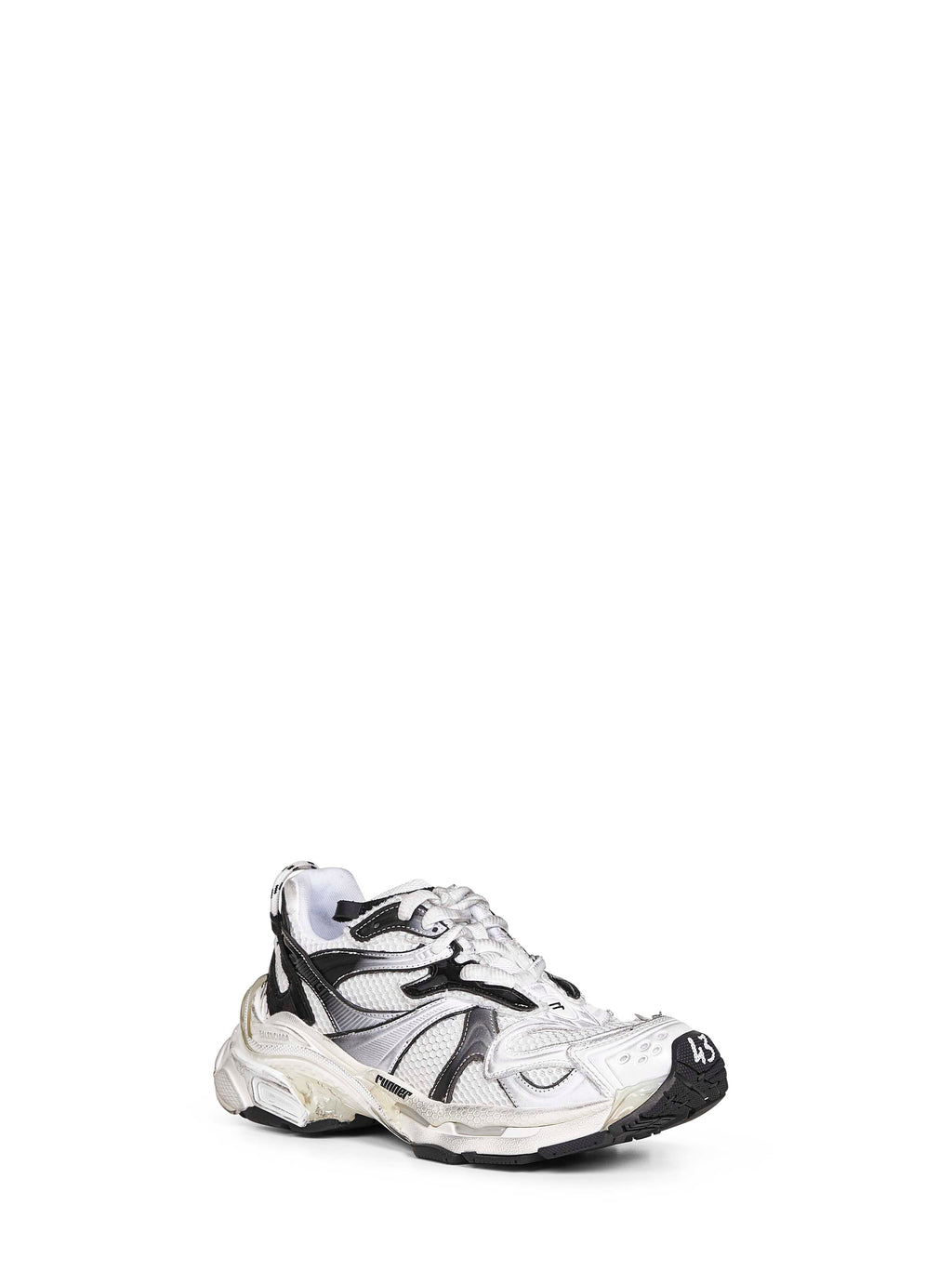 Balenciaga Men White And Black Mesh And Nylon Runner Sneakers
