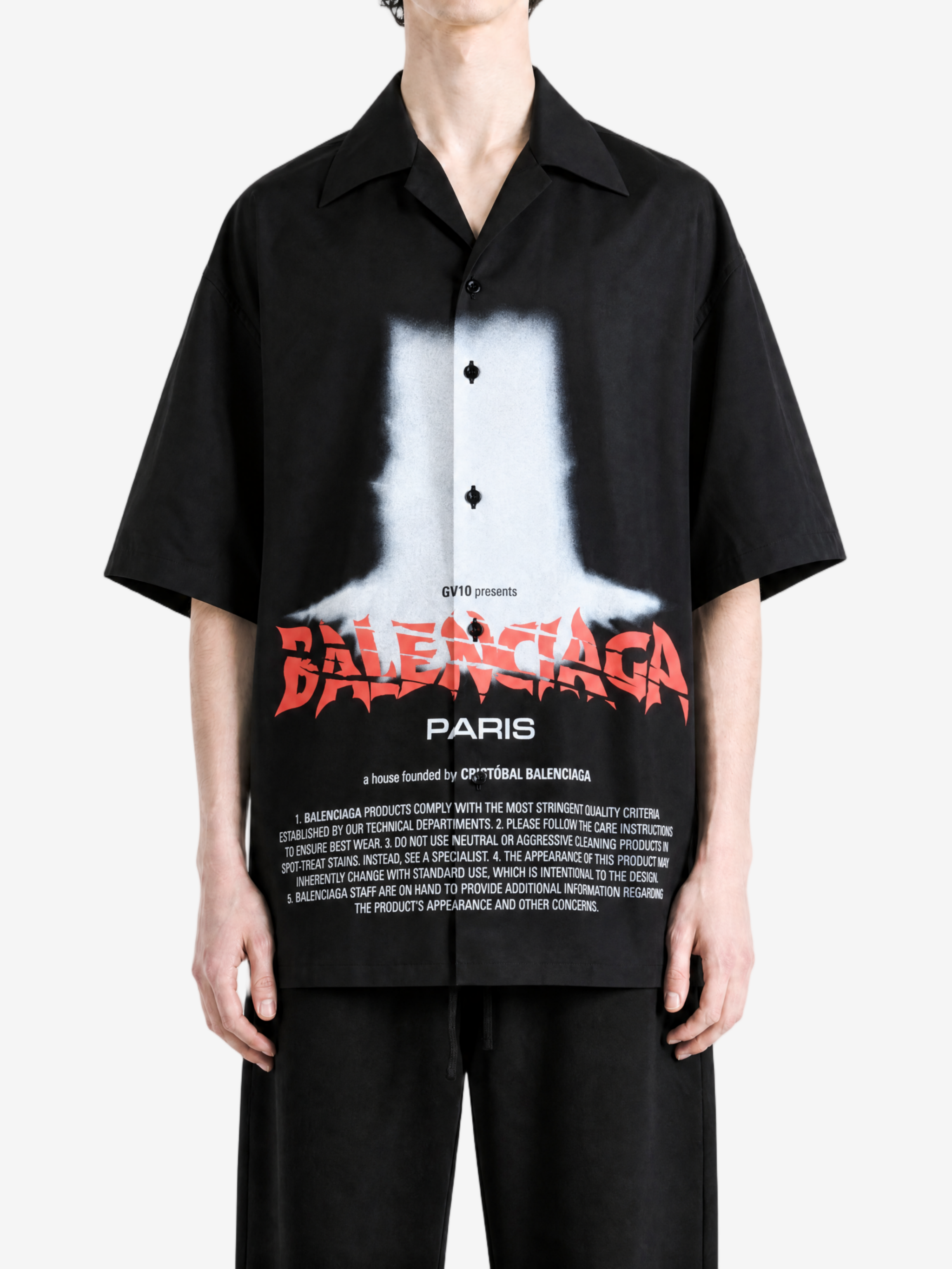 BALENCIAGA - Men Printed S/S Bowling Shirt