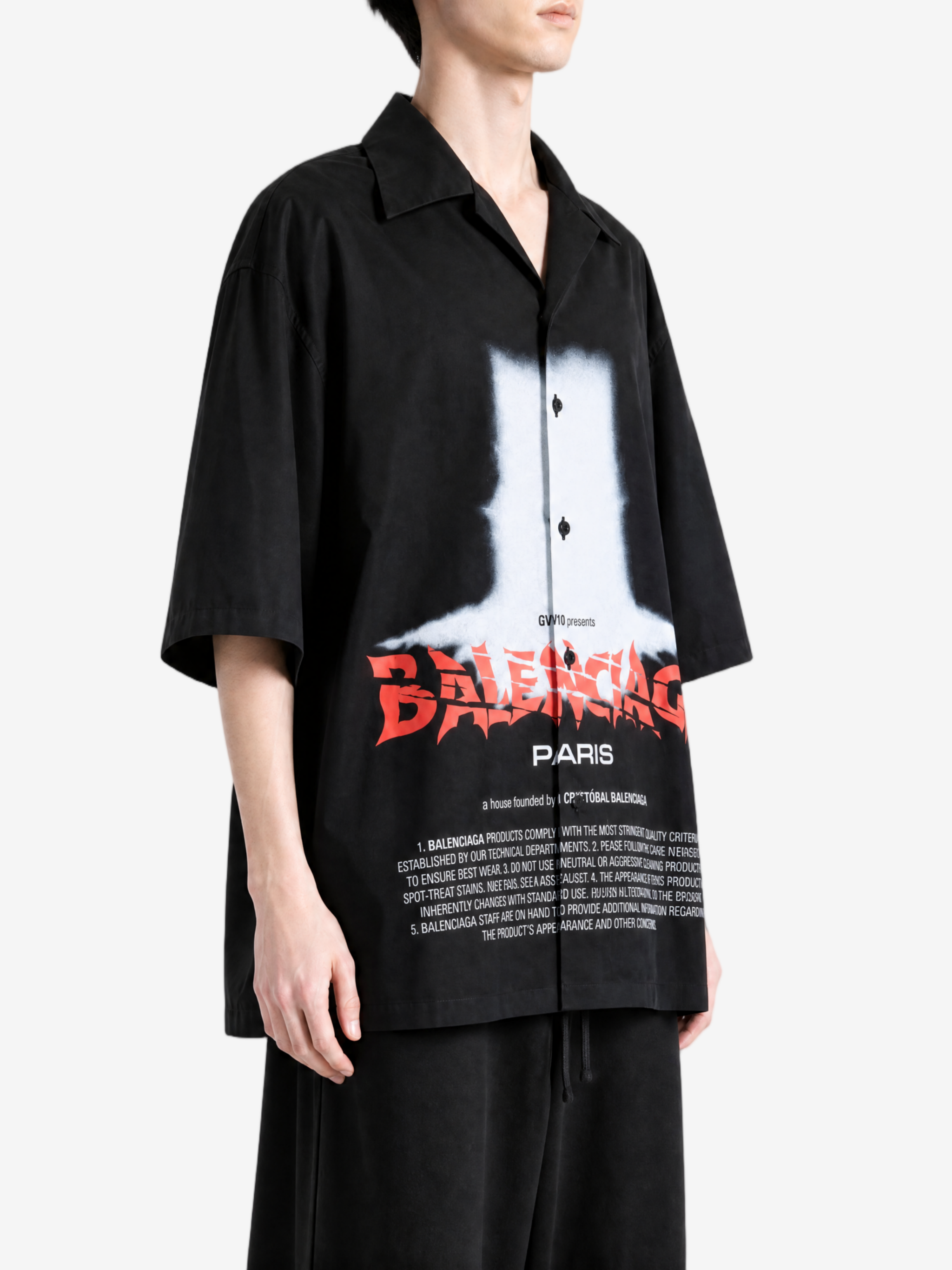 BALENCIAGA - Men Printed S/S Bowling Shirt